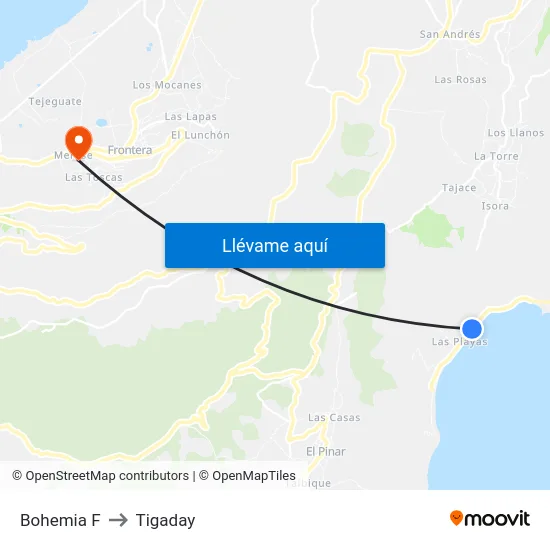 Bohemia  F to Tigaday map