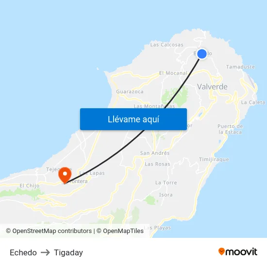 Echedo to Tigaday map