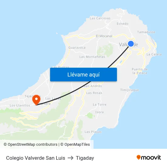 Colegio Valverde San Luis to Tigaday map