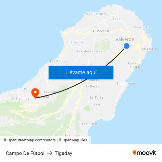 Campo De Fútbol to Tigaday map