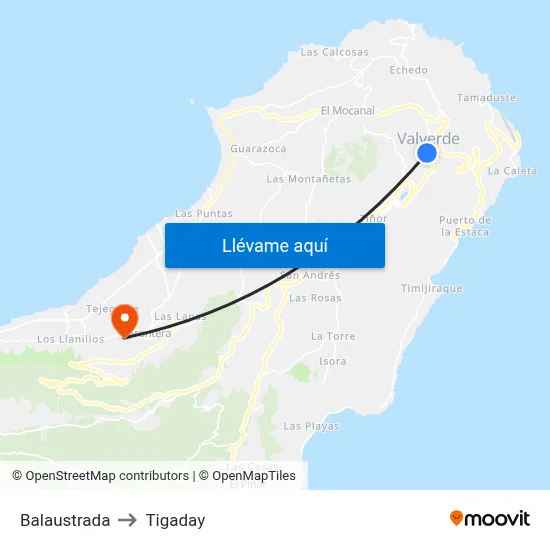 Balaustrada to Tigaday map