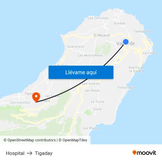 Hospital to Tigaday map