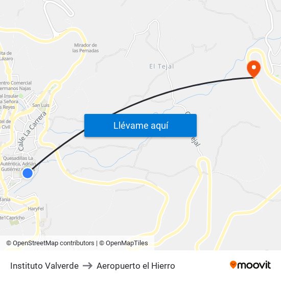 Instituto Valverde to Aeropuerto el Hierro map