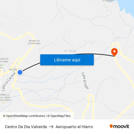 Centro De Día Valverde to Aeropuerto el Hierro map
