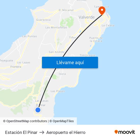 Estación El Pinar to Aeropuerto el Hierro map