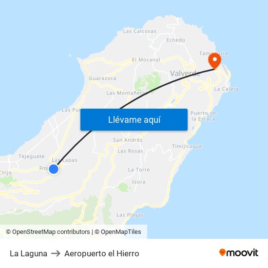 La Laguna to Aeropuerto el Hierro map