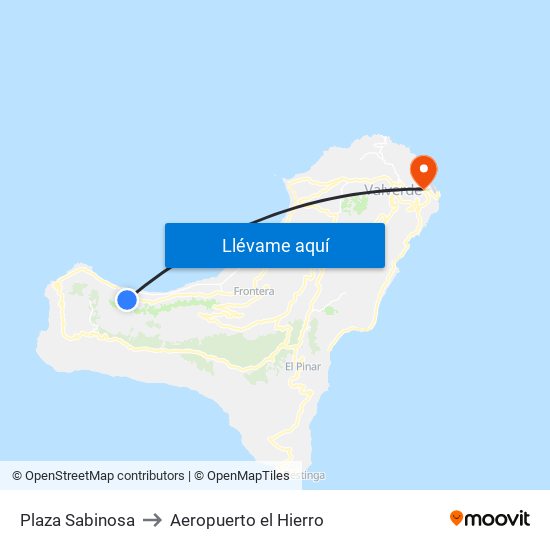 Plaza Sabinosa to Aeropuerto el Hierro map