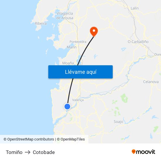 Tomiño to Cotobade map