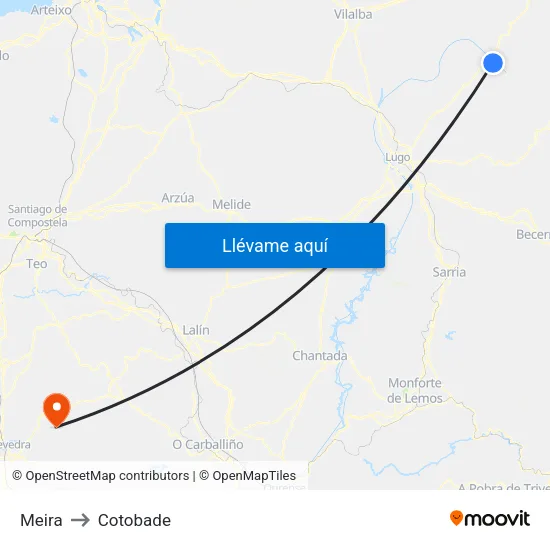 Meira to Cotobade map
