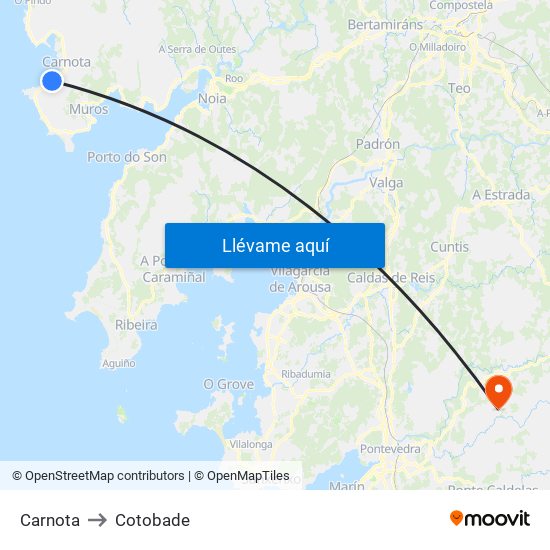 Carnota to Cotobade map