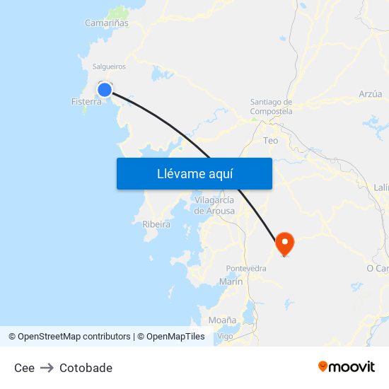Cee to Cotobade map