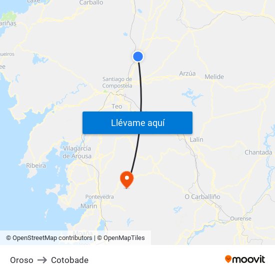 Oroso to Cotobade map