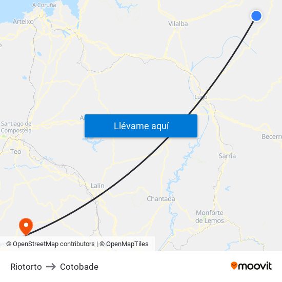 Riotorto to Cotobade map