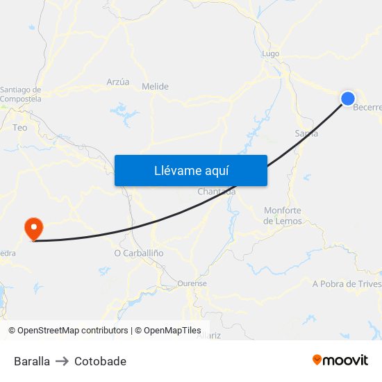 Baralla to Cotobade map