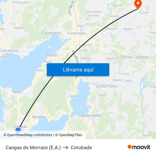 Cangas do Morrazo (E.A.) to Cotobade map