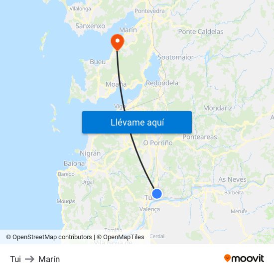 Tui to Marín map