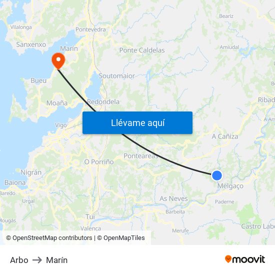 Arbo to Marín map