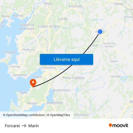 Forcarei to Marín map