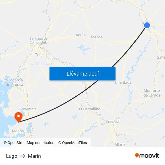 Lugo to Marín map