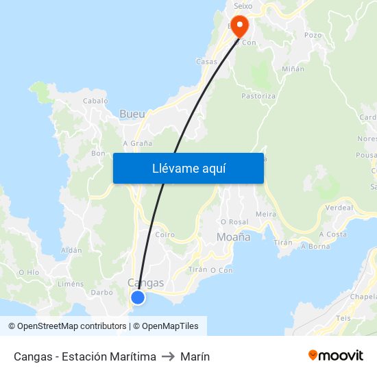 Cangas - Estación Marítima to Marín map