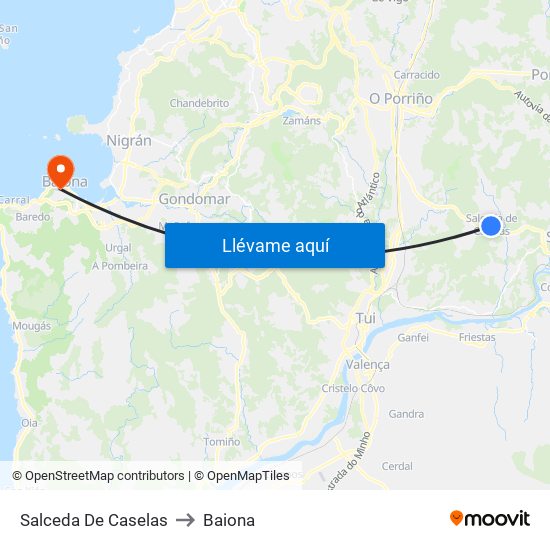 Salceda De Caselas to Baiona map