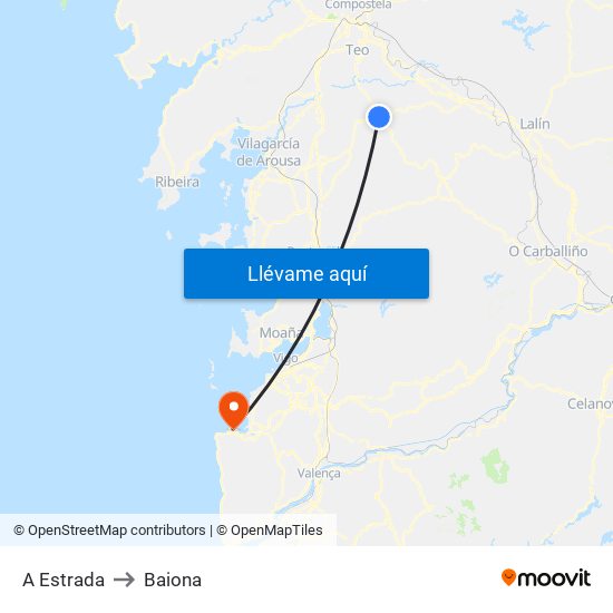 A Estrada to Baiona map