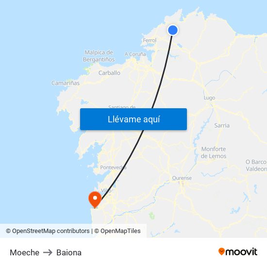 Moeche to Baiona map