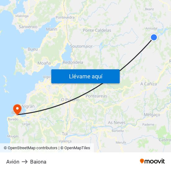 Avión to Baiona map