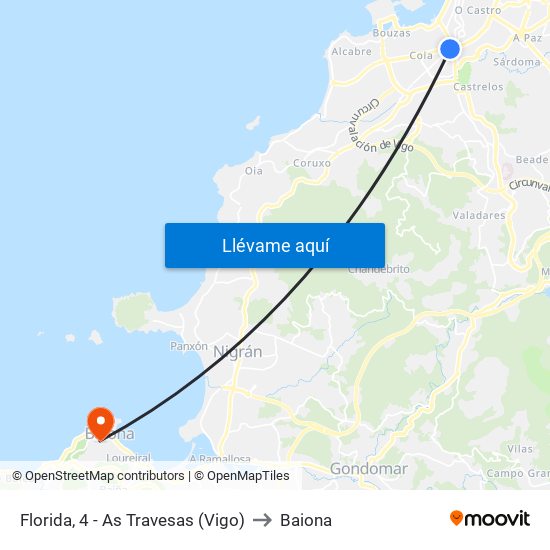 Florida, 4 - As Travesas (Vigo) to Baiona map
