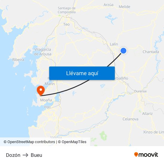 Dozón to Bueu map