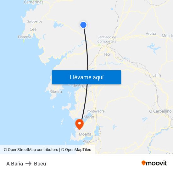 A Baña to Bueu map