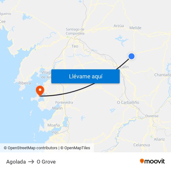 Agolada to O Grove map