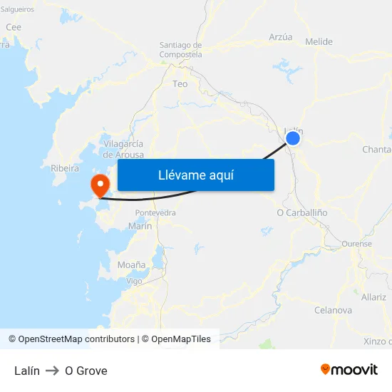 Lalín to O Grove map