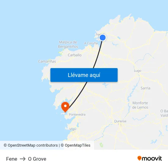 Fene to O Grove map
