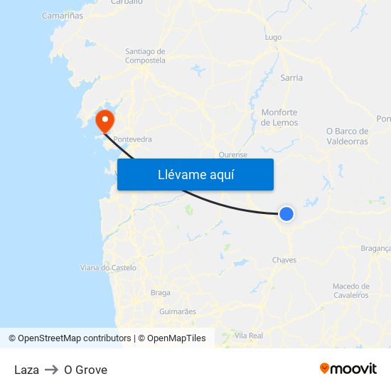 Laza to O Grove map