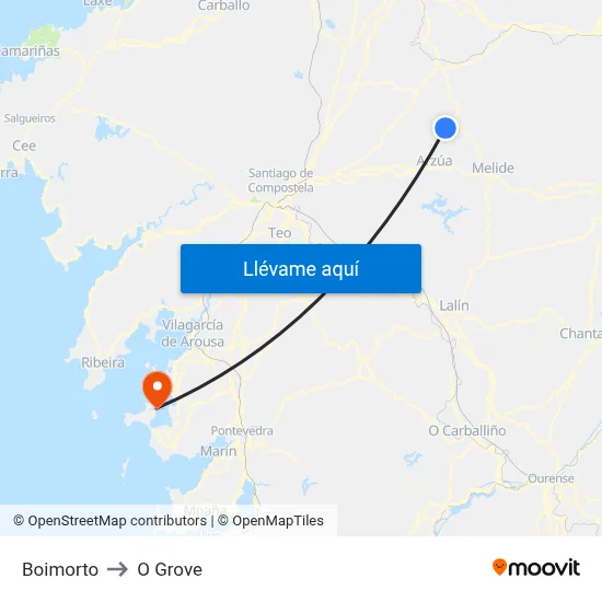 Boimorto to O Grove map