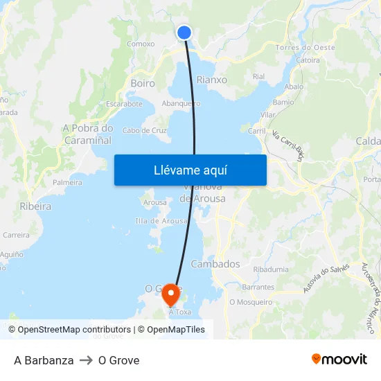 A Barbanza to O Grove map