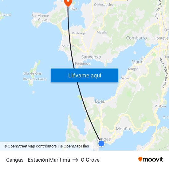 Cangas - Estación Marítima to O Grove map