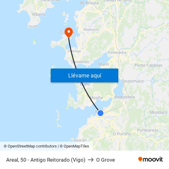 Areal, 50 - Antigo Reitorado (Vigo) to O Grove map