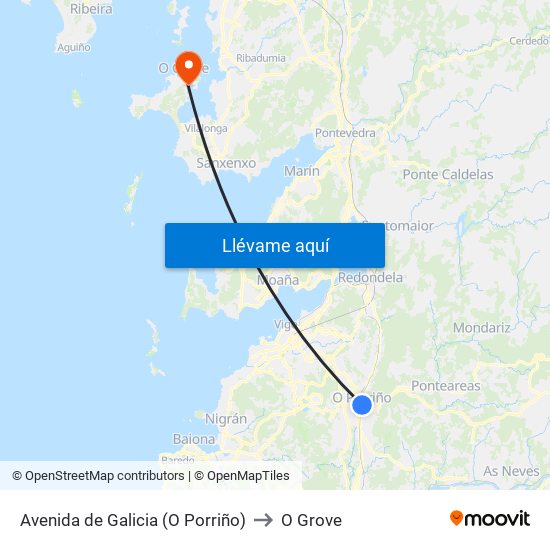 Avenida de Galicia (O Porriño) to O Grove map