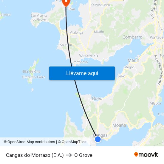 Cangas do Morrazo (E.A.) to O Grove map