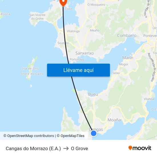 Cangas do Morrazo (E.A.) to O Grove map