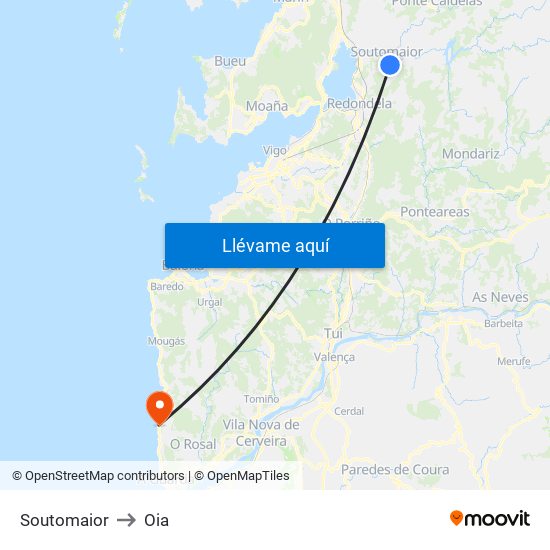 Soutomaior to Oia map