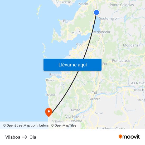 Vilaboa to Oia map