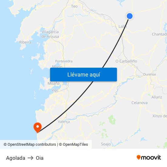 Agolada to Oia map