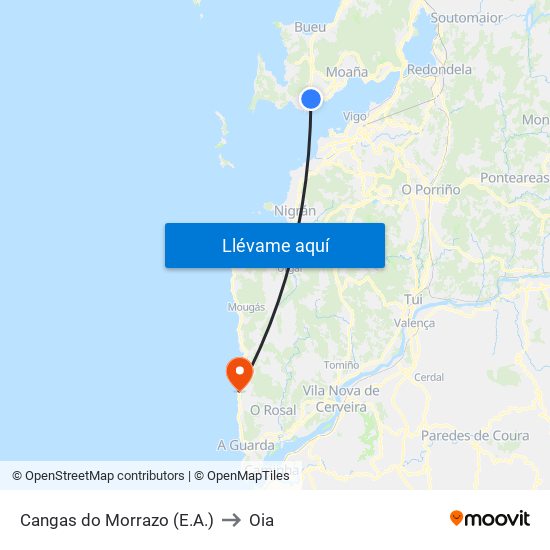 Cangas do Morrazo (E.A.) to Oia map