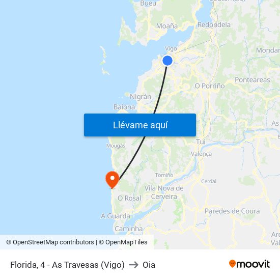 Florida, 4 - As Travesas (Vigo) to Oia map