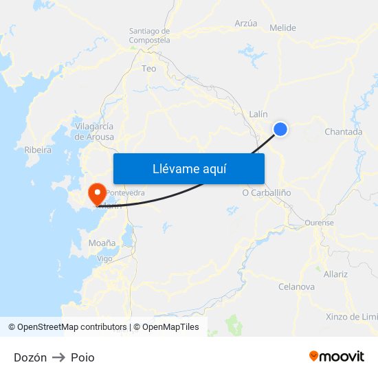 Dozón to Poio map