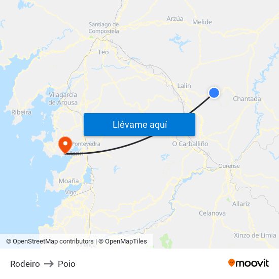 Rodeiro to Poio map