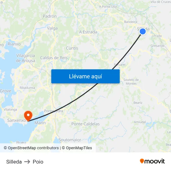 Silleda to Poio map